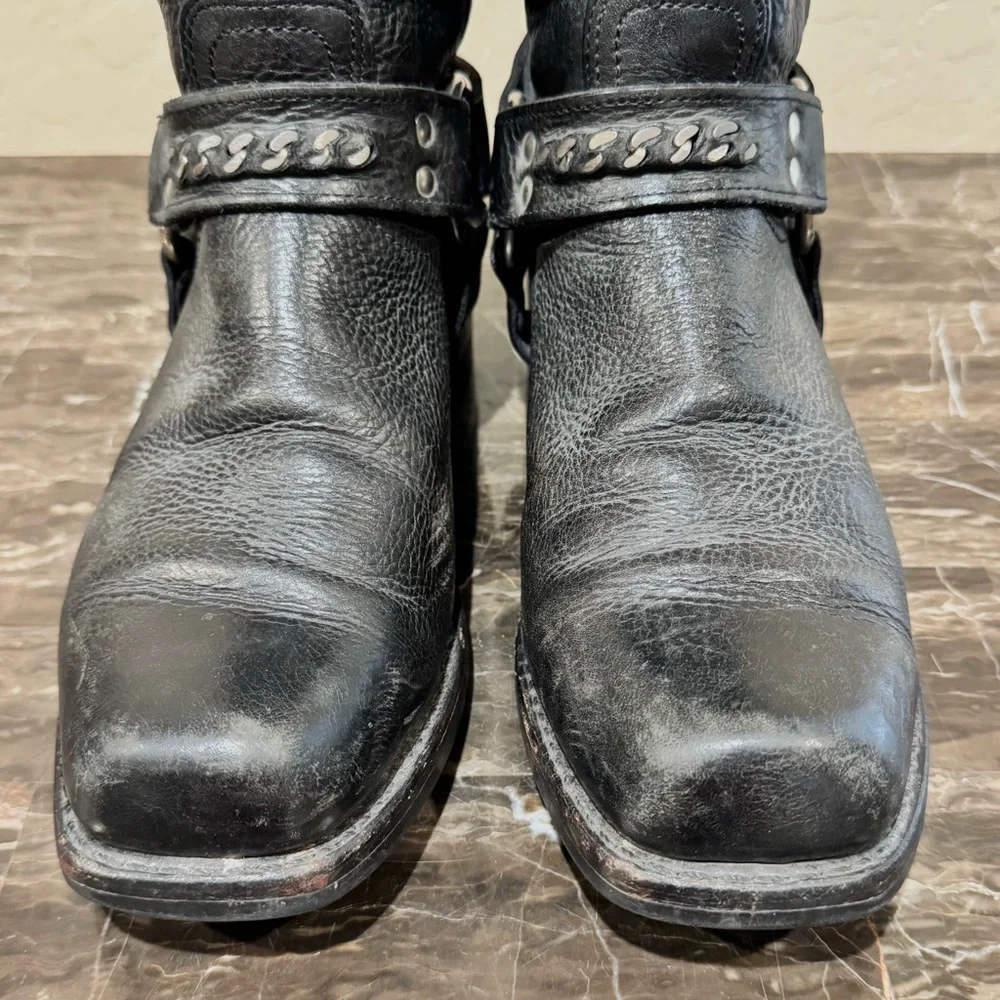 Frye Leather Chain Link Harness Boots - Picture 6 of 12